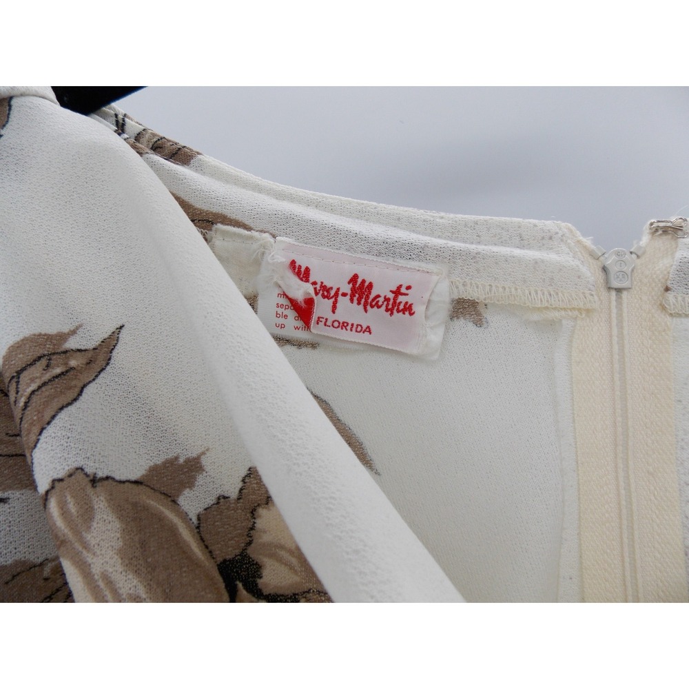 Vintage Mary Martin Cream Floral Cowl Neck Sleevelesss Midi Dress MEDIUM 70s - Picture 6 of 8